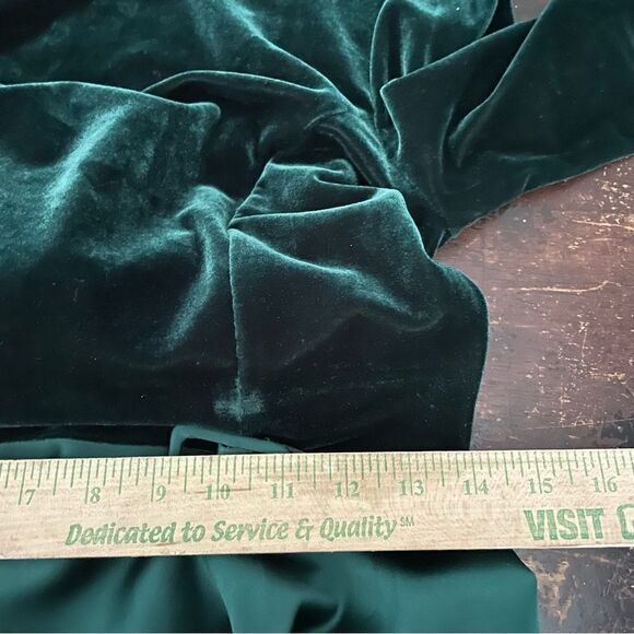 Vintage 70s Scott McClintock Velvet Belted‎ Long Sleeve Cocktail Dress Emerald 8 - Picture 10 of 10